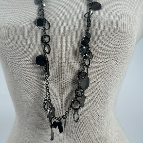 Disk and ring layered chain necklace - Picture 2 of 4